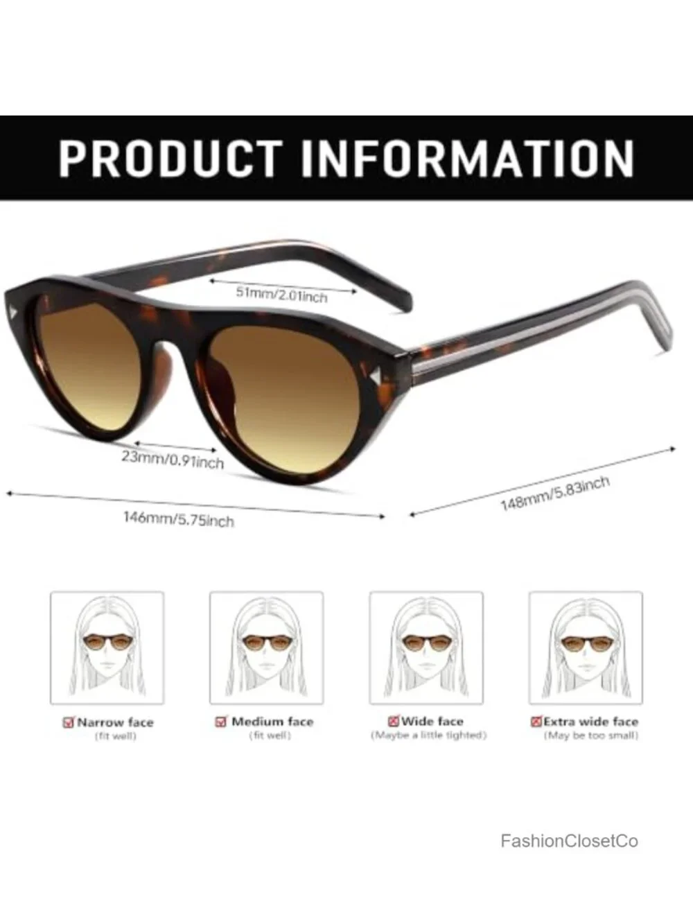 Retro Oval Cat Eye Sunglasses with UV400 Protection and Microfiber Pouch